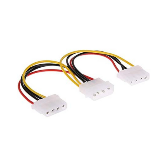 4 Pin Molex Male to 2 Ports Molex IDE Female Power Supply Y Splitter Adapter Cable for PC, Cooling Fan CD Driver Hard Disk